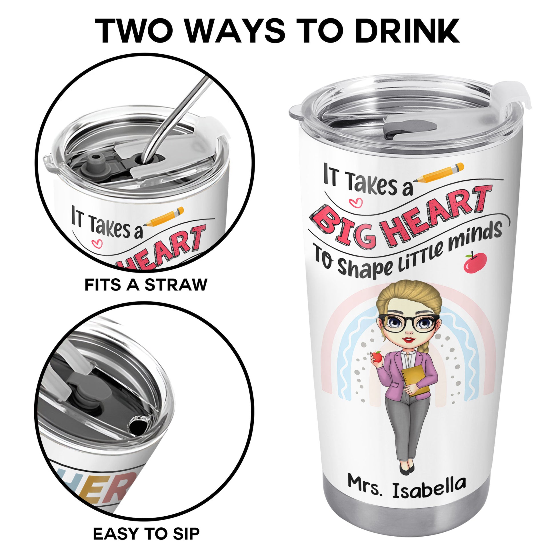 It Takes a Big Heart To Shape Little Minds, Cartoon Teacher Design