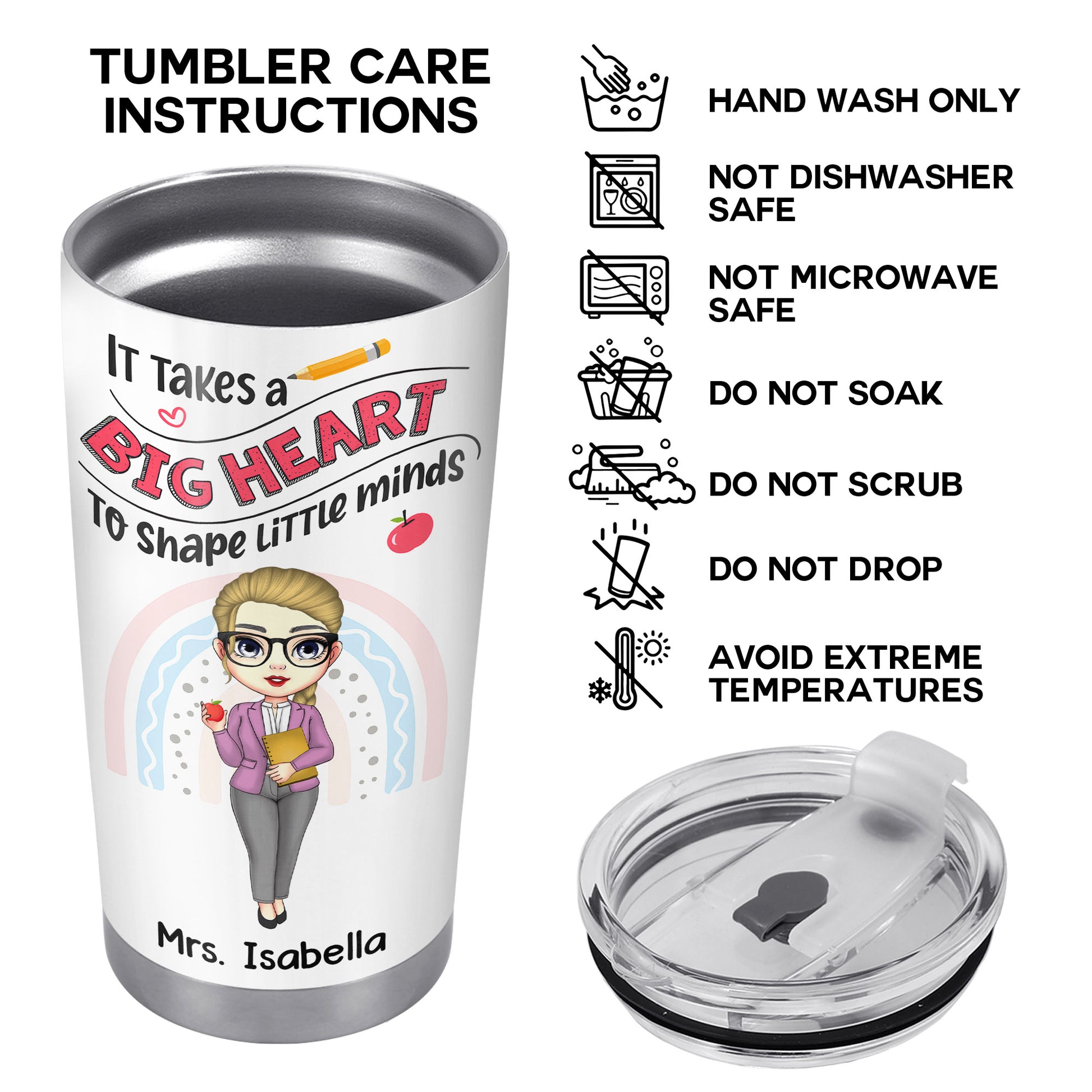 It Takes a Big Heart To Shape Little Minds, Cartoon Teacher Design