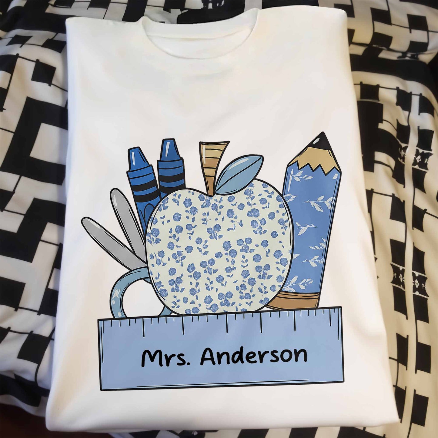 Appreciation For Teachers With Apple And Supplies Design