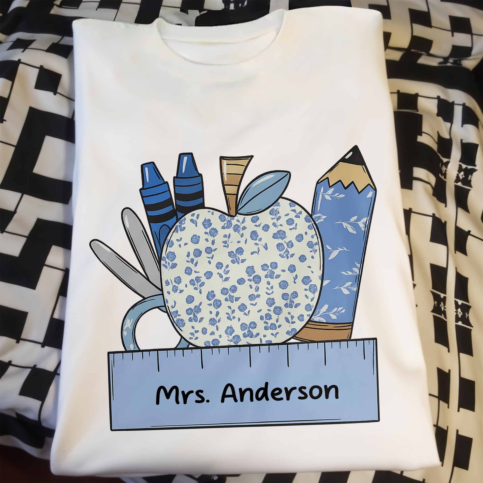 Appreciation For Teachers With Apple And Supplies Design