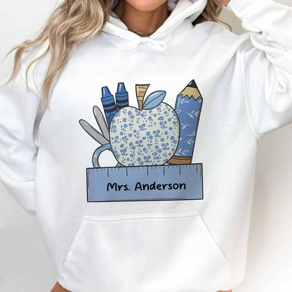 Appreciation For Teachers With Apple And Supplies Design