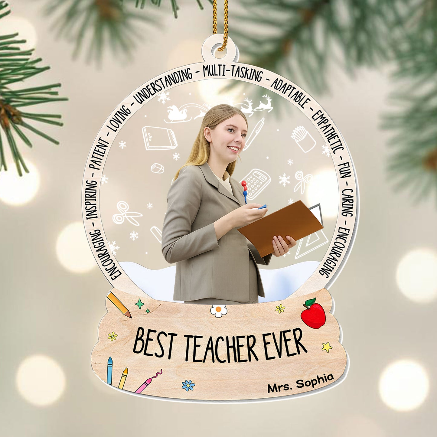 Best Teacher Ever With Apple, Books, And Pencil