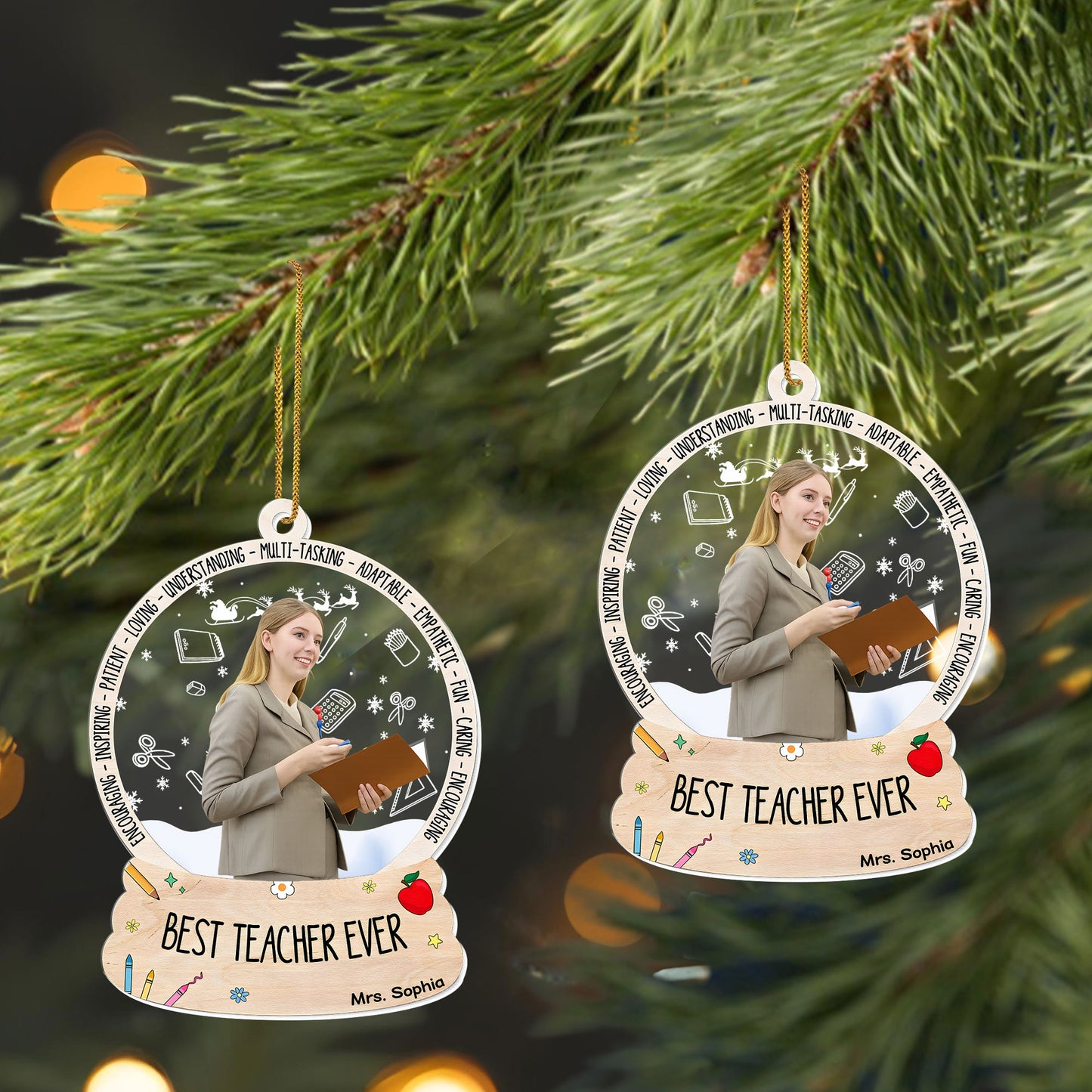 Best Teacher Ever With Apple, Books, And Pencil