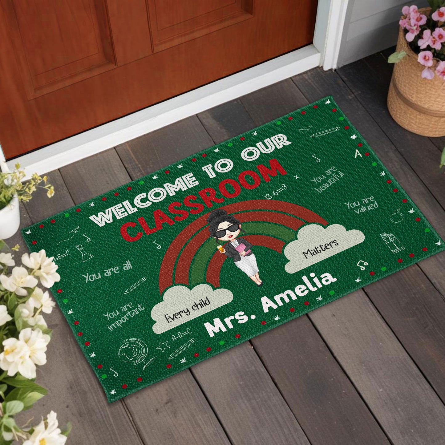 Welcome To Our Classroom Rainbow And Chalkboard