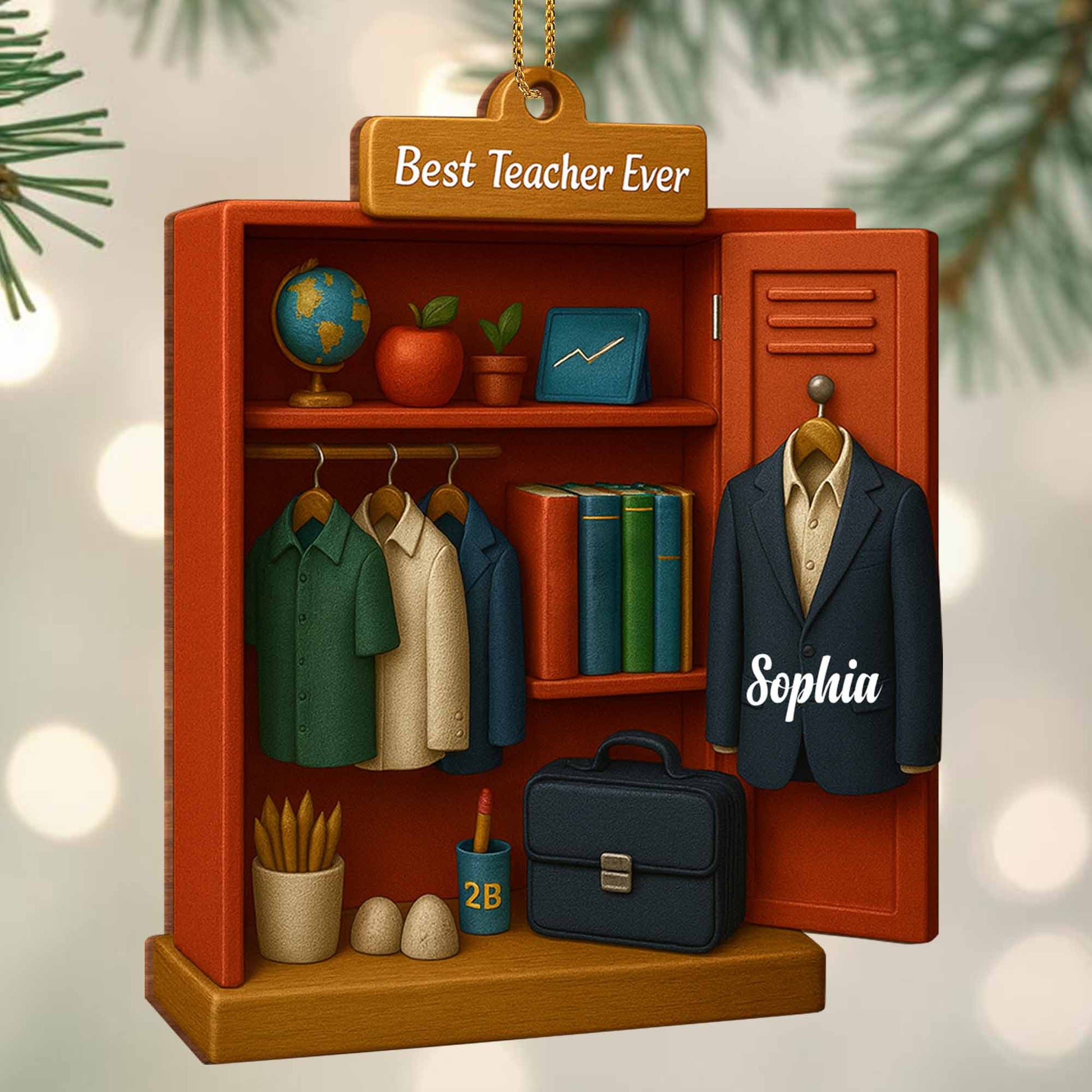 Best Teacher Ever With Globe, Books, And Apple