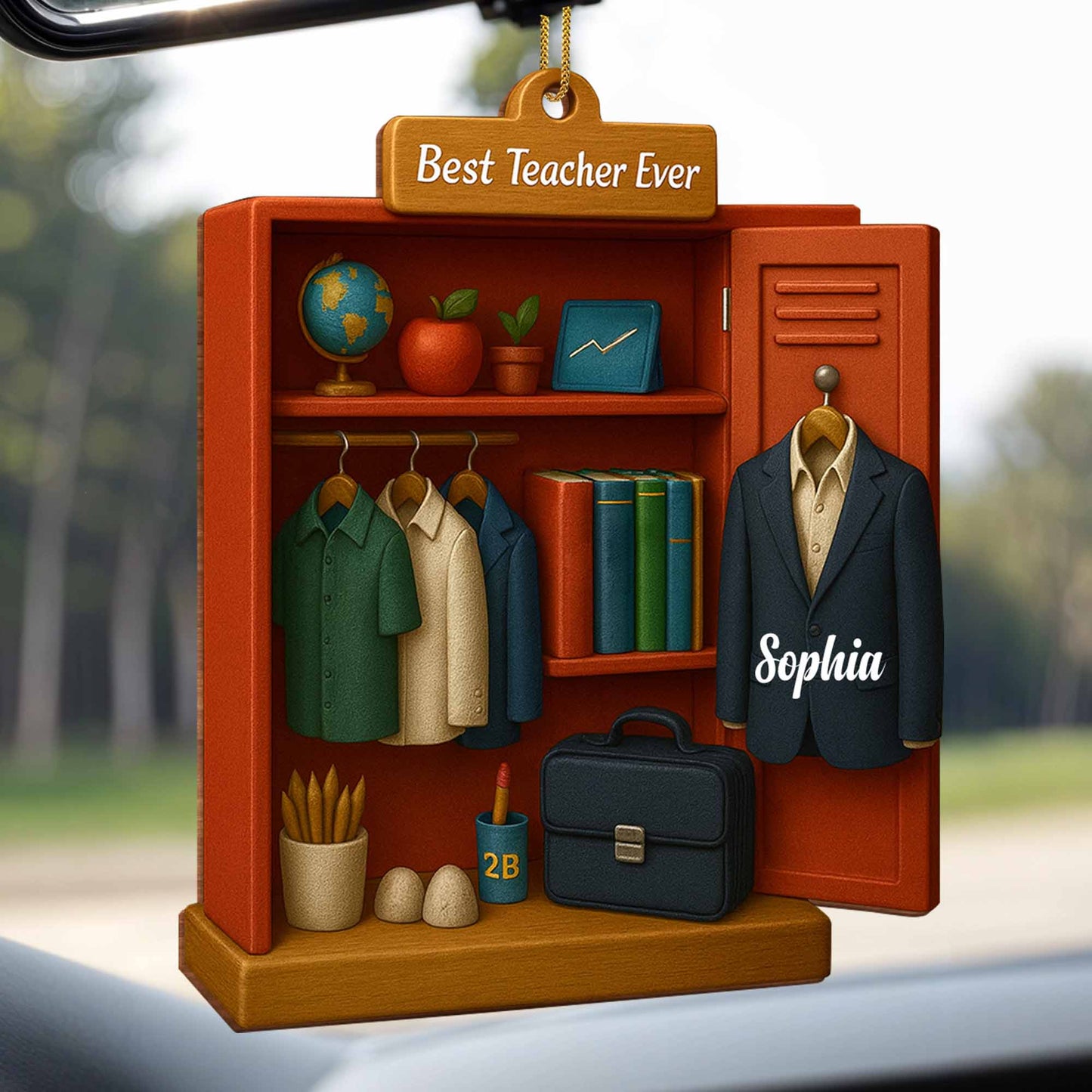 Best Teacher Ever With Globe, Books, And Apple