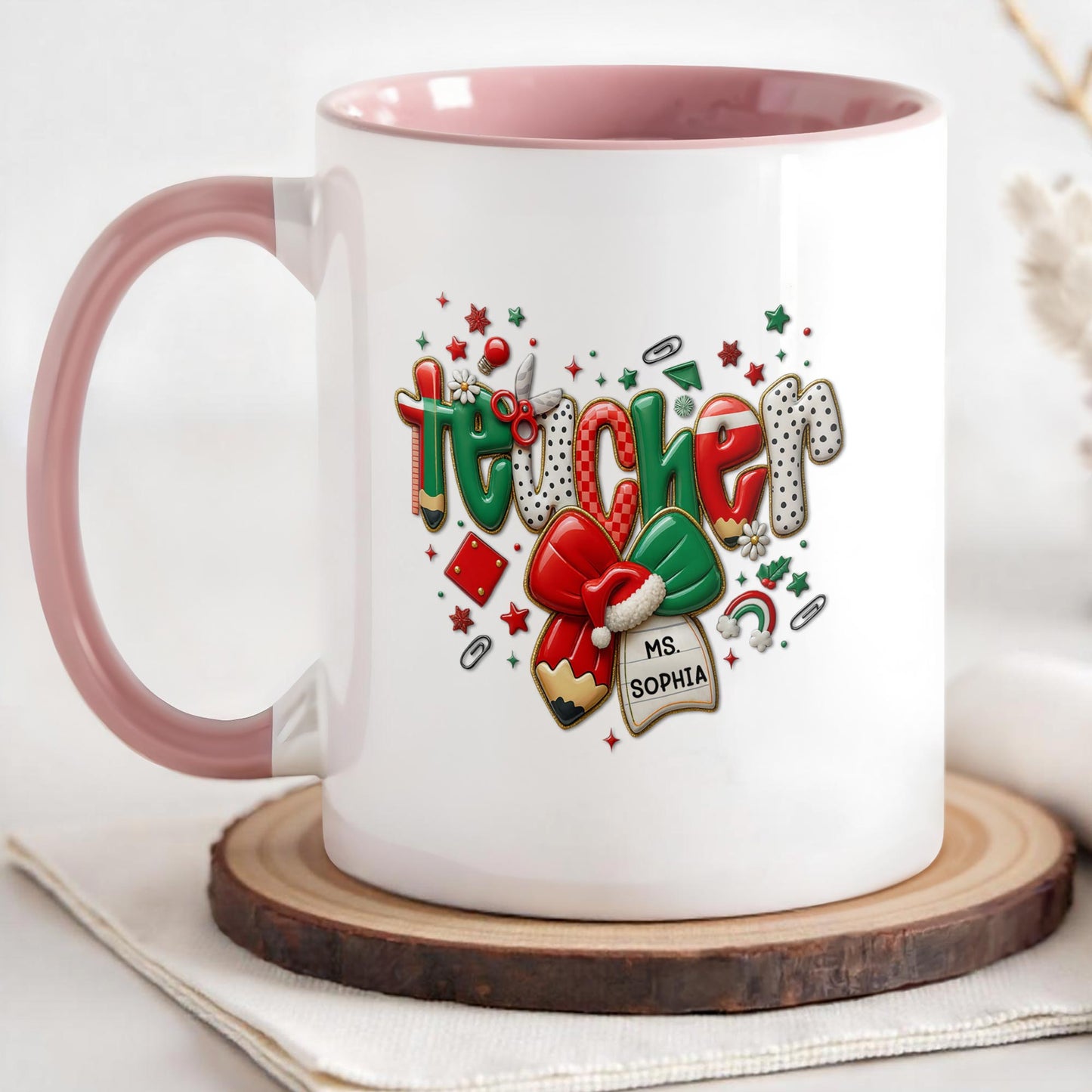 To My Teacher, Thank You For Making A Difference - Personalized Custom Accent Mug - TEACH060_AMUG