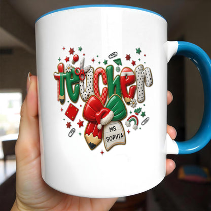 To My Teacher, Thank You For Making A Difference - Personalized Custom Accent Mug - TEACH060_AMUG