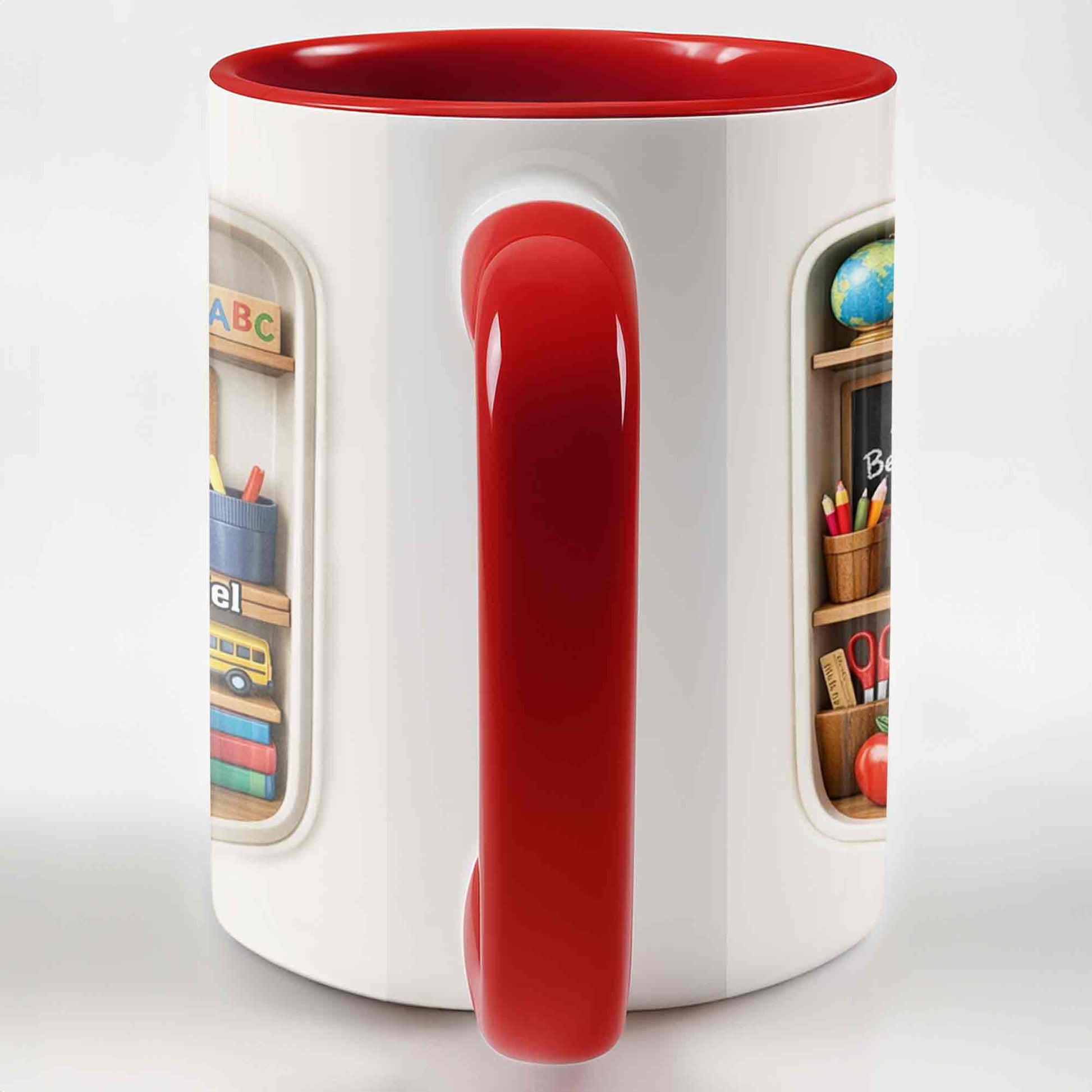 A+ Best Teacher Bookshelf With Apple And School Bus