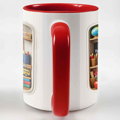 A+ Best Teacher Bookshelf With Apple And School Bus