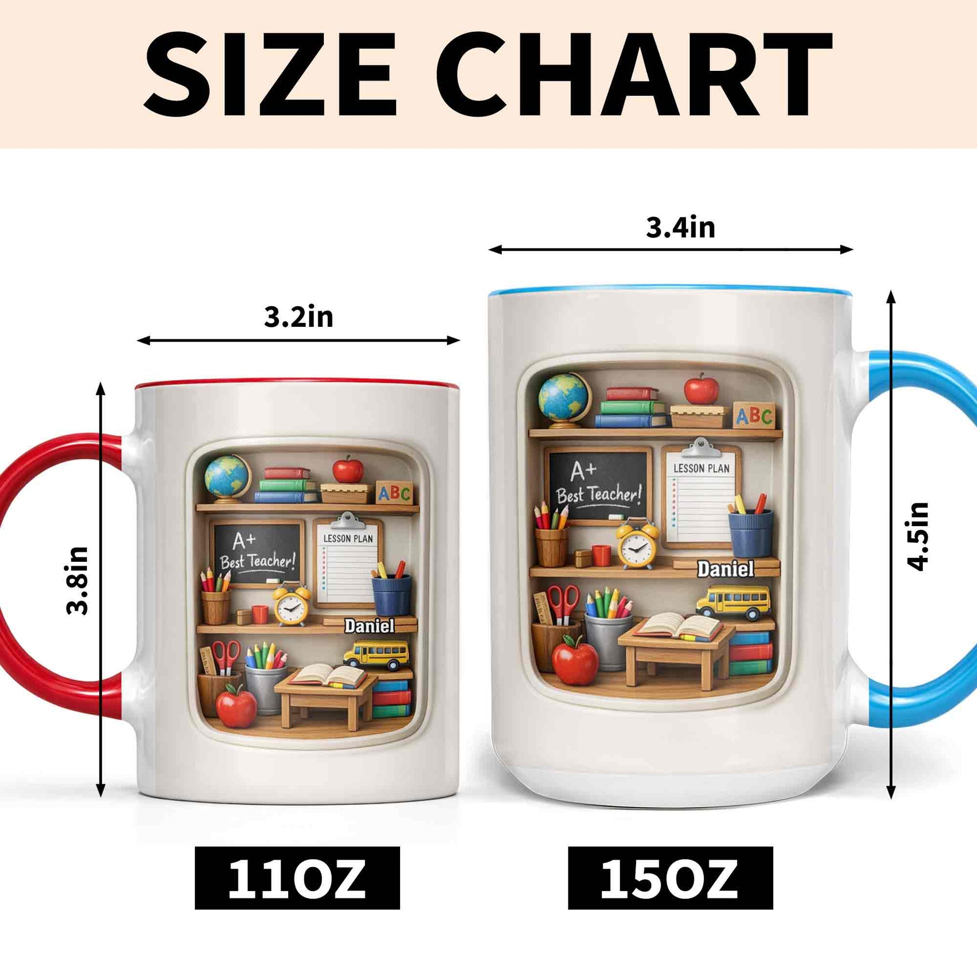 A+ Best Teacher Bookshelf With Apple And School Bus
