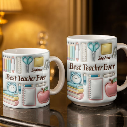 Best Teacher Ever With School Supplies Design