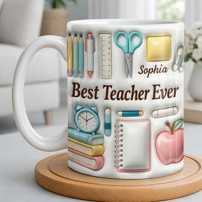 Best Teacher Ever With School Supplies Design