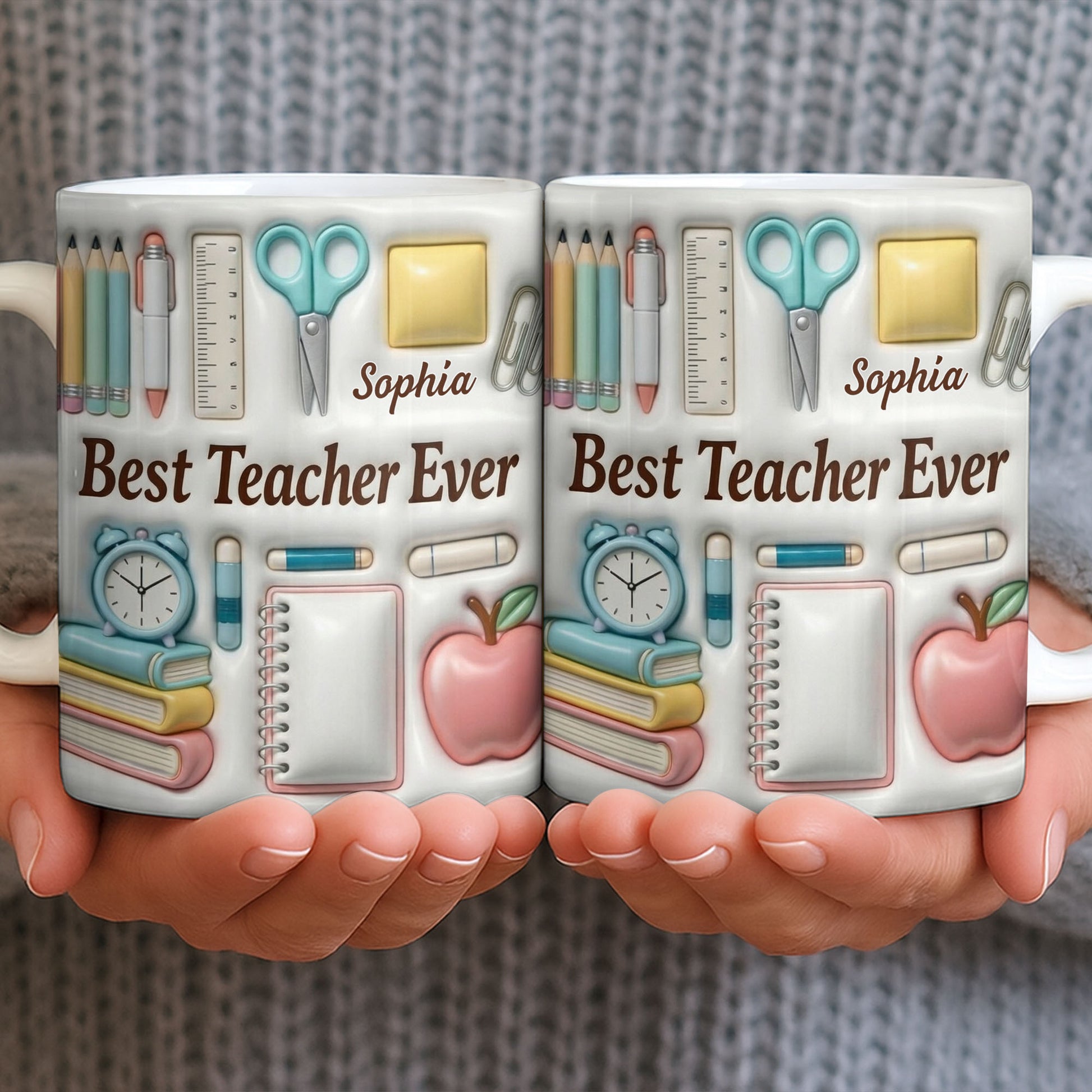 Best Teacher Ever With School Supplies Design