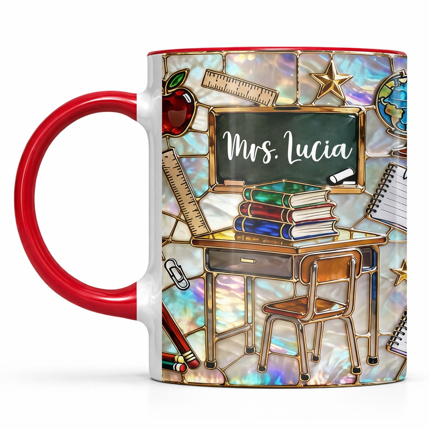 Mrs Personalized Teacher Desk With Books And School Supplies