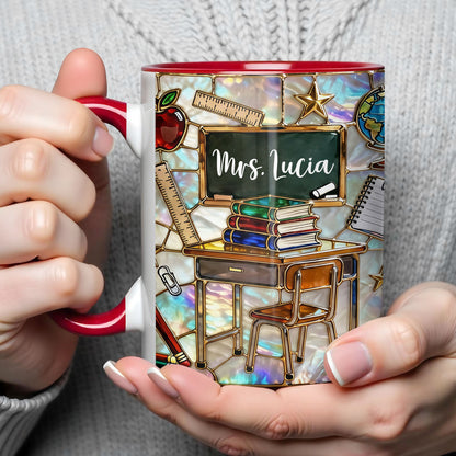 Mrs Personalized Teacher Desk With Books And School Supplies