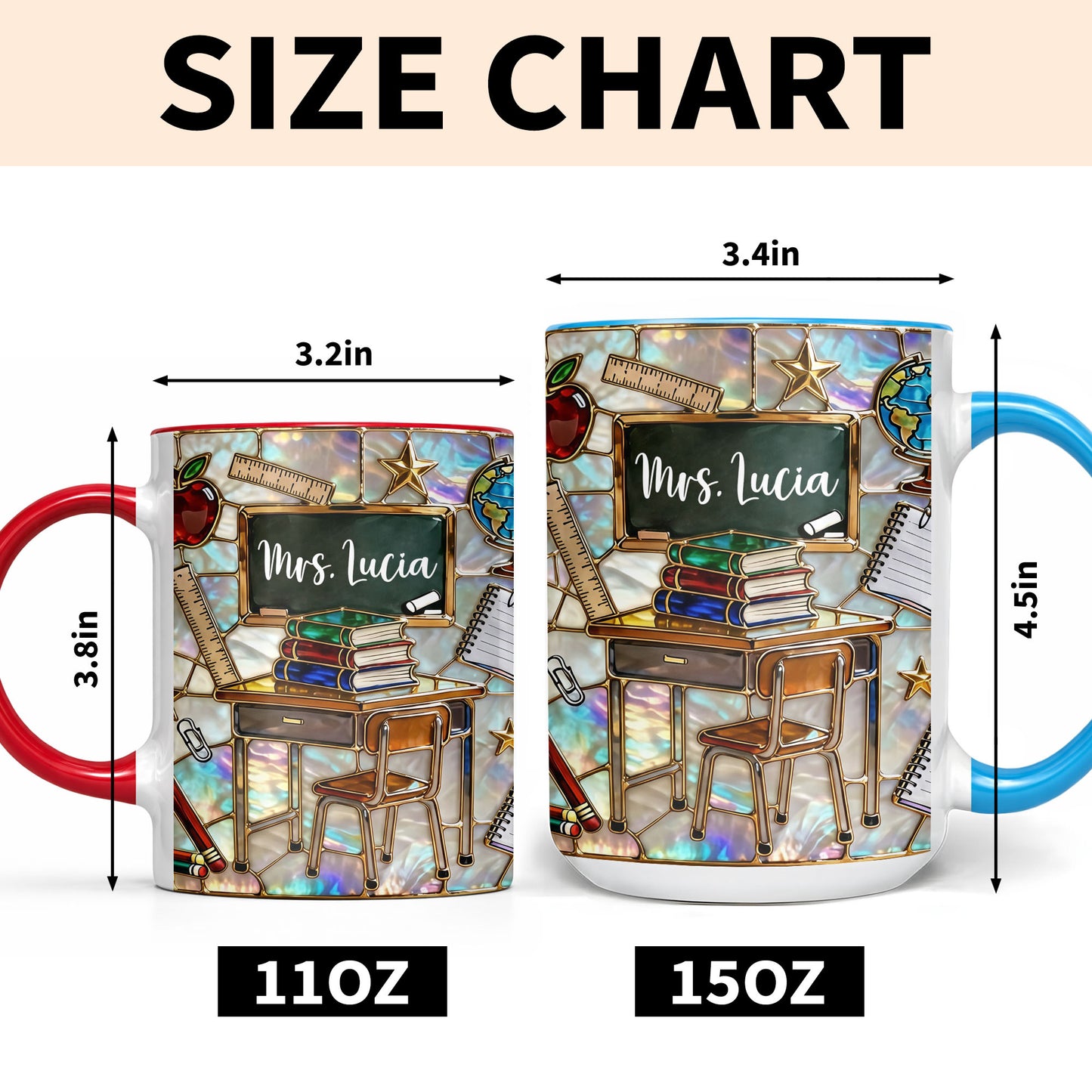 Mrs Personalized Teacher Desk With Books And School Supplies