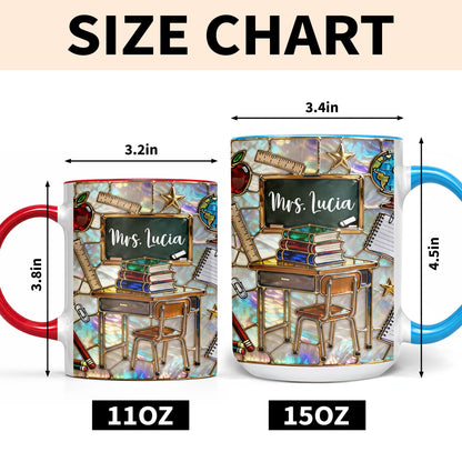 Mrs Personalized Teacher Desk With Books And School Supplies