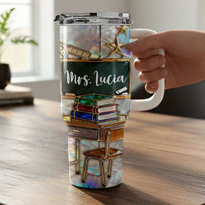 Mrs Teacher With Books Chalkboard And Stars School Design