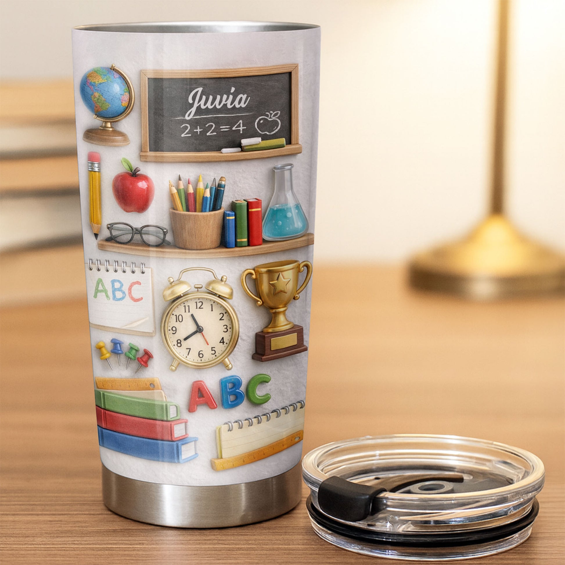 ABC School Supplies And Chalkboard Custom Teacher Gift