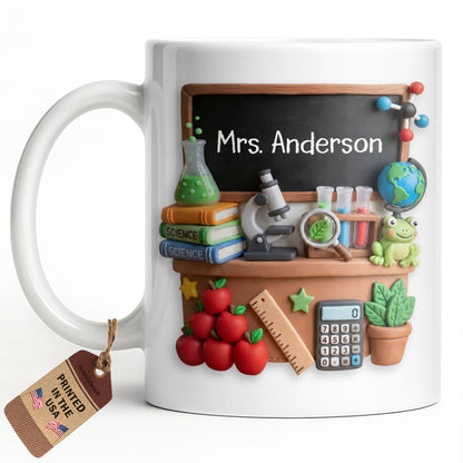 My Classroom Science Teacher With Microscope And Blackboard - Personalized Custom Coffee Mug - TEACH133_MG