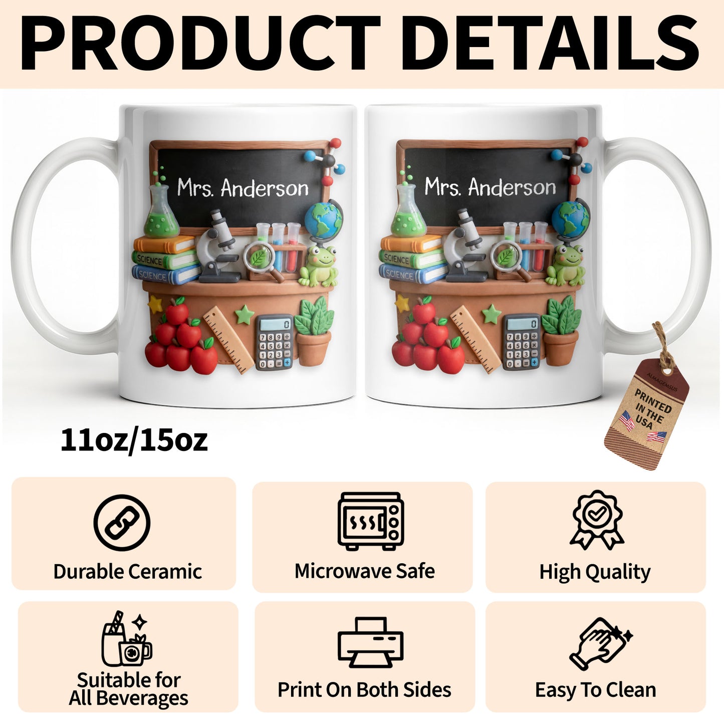 My Classroom Science Teacher With Microscope And Blackboard - Personalized Custom Coffee Mug - TEACH133_MG