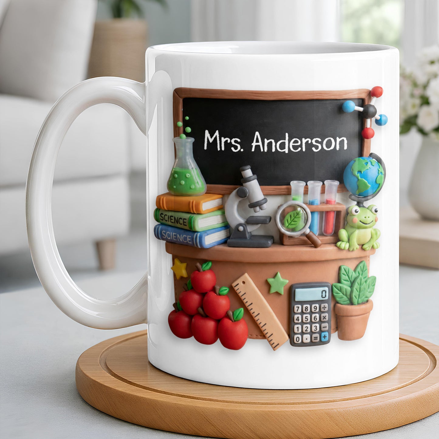 My Classroom Science Teacher With Microscope And Blackboard - Personalized Custom Coffee Mug - TEACH133_MG