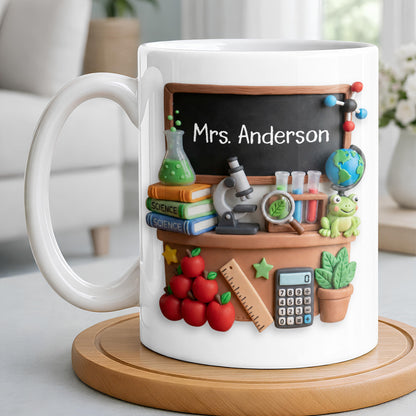 My Classroom Science Teacher With Microscope And Blackboard - Personalized Custom Coffee Mug - TEACH133_MG