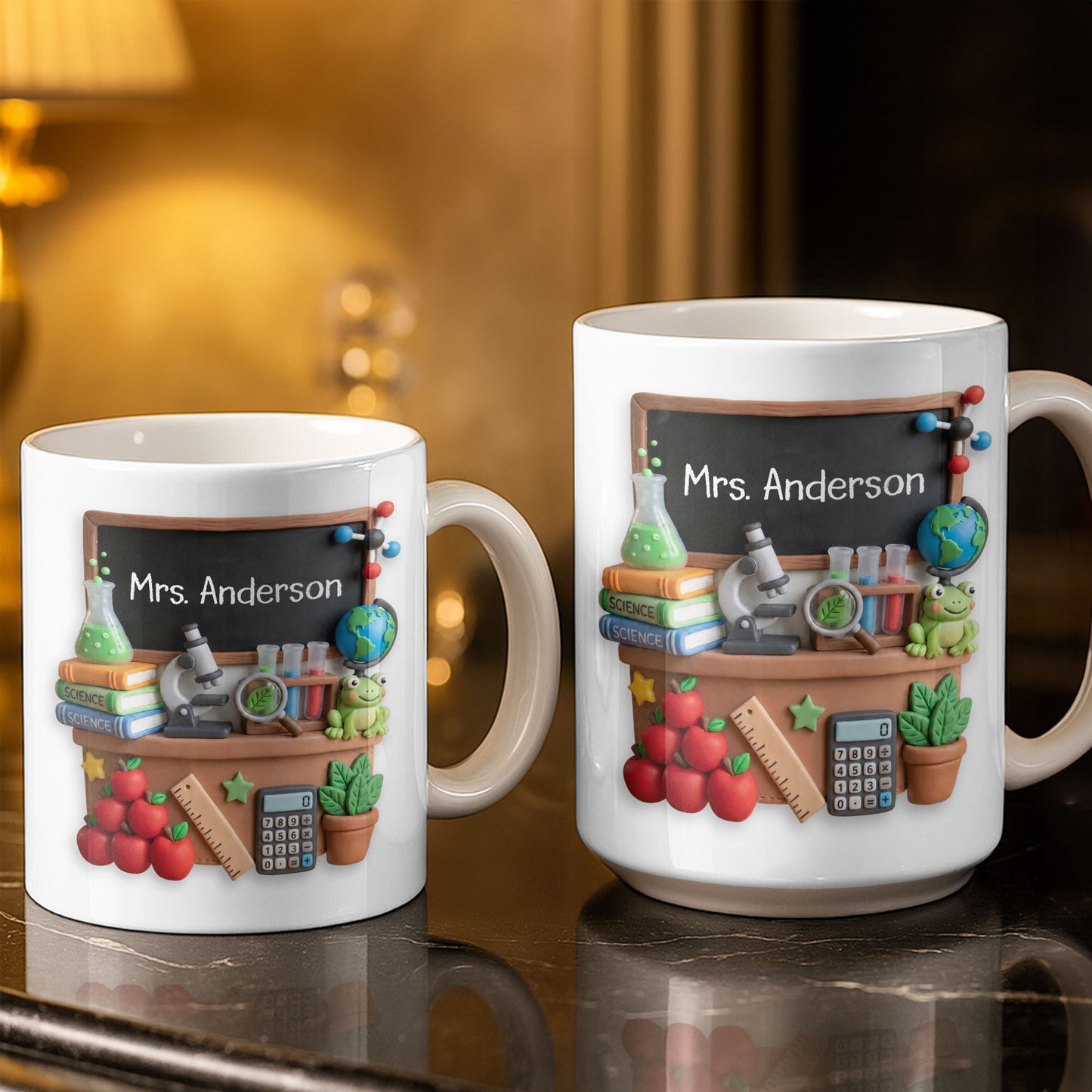 My Classroom Science Teacher With Microscope And Blackboard - Personalized Custom Coffee Mug - TEACH133_MG