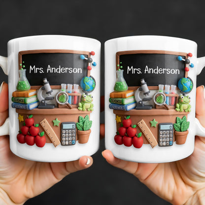 My Classroom Science Teacher With Microscope And Blackboard - Personalized Custom Coffee Mug - TEACH133_MG