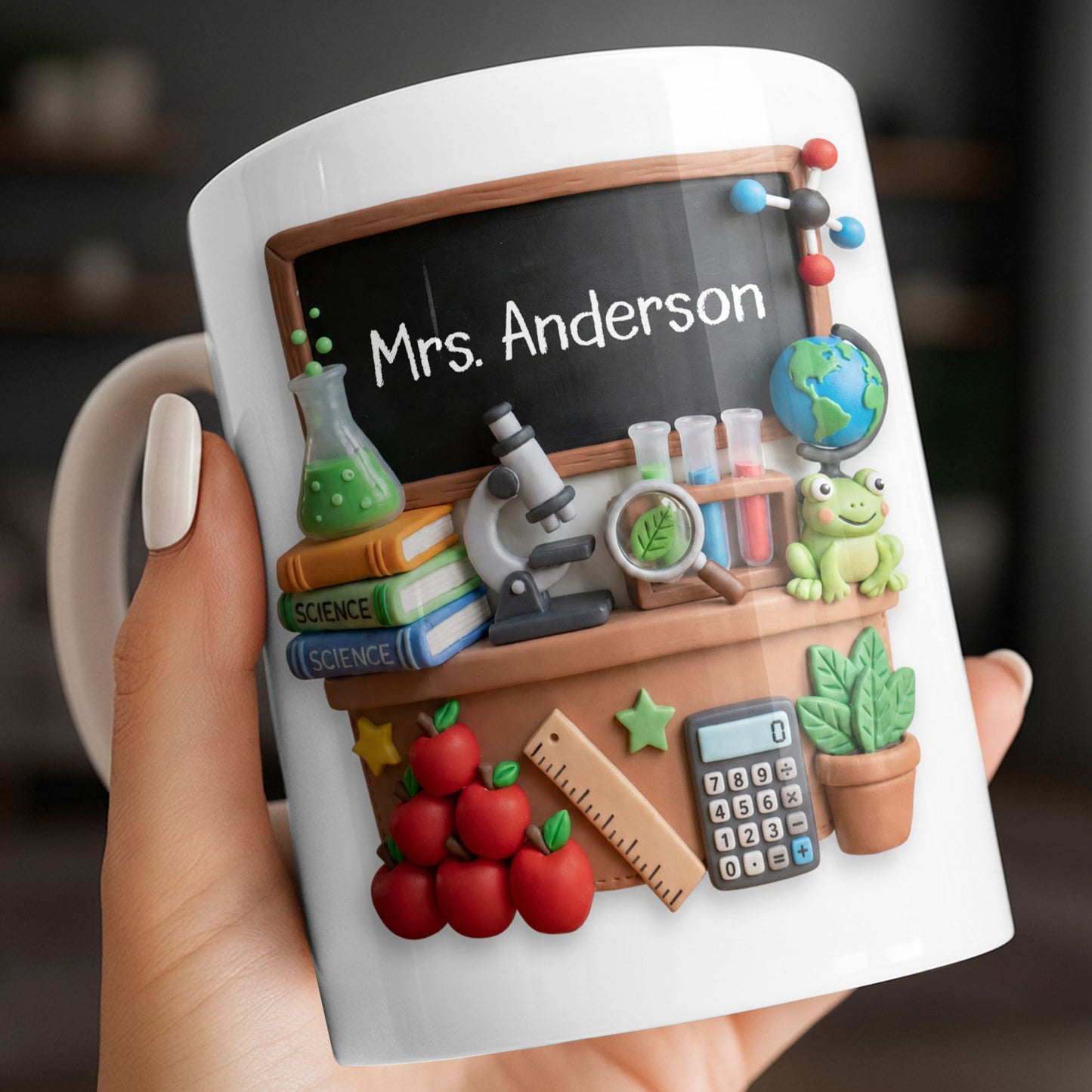 My Classroom Science Teacher With Microscope And Blackboard - Personalized Custom Coffee Mug - TEACH133_MG