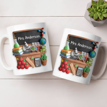 My Classroom Science Teacher With Microscope And Blackboard - Personalized Custom Coffee Mug - TEACH133_MG