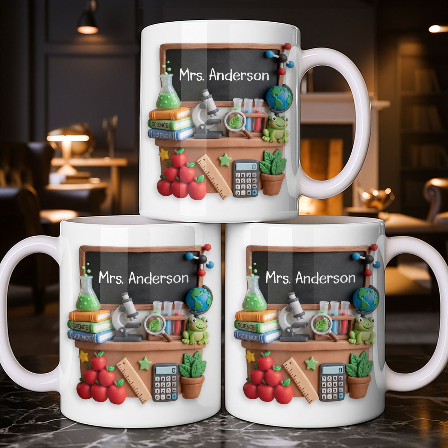 My Classroom Science Teacher With Microscope And Blackboard - Personalized Custom Coffee Mug - TEACH133_MG