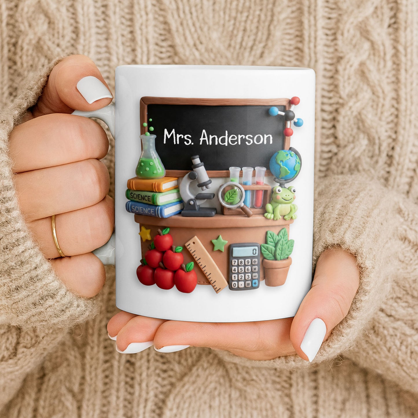 My Classroom Science Teacher With Microscope And Blackboard - Personalized Custom Coffee Mug - TEACH133_MG