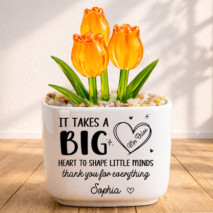 It Takes A Big Heart To Shape Little Minds Tulip Flowers - Personalized Custom Glass Everlasting Tulips - TEACH162_GLATU