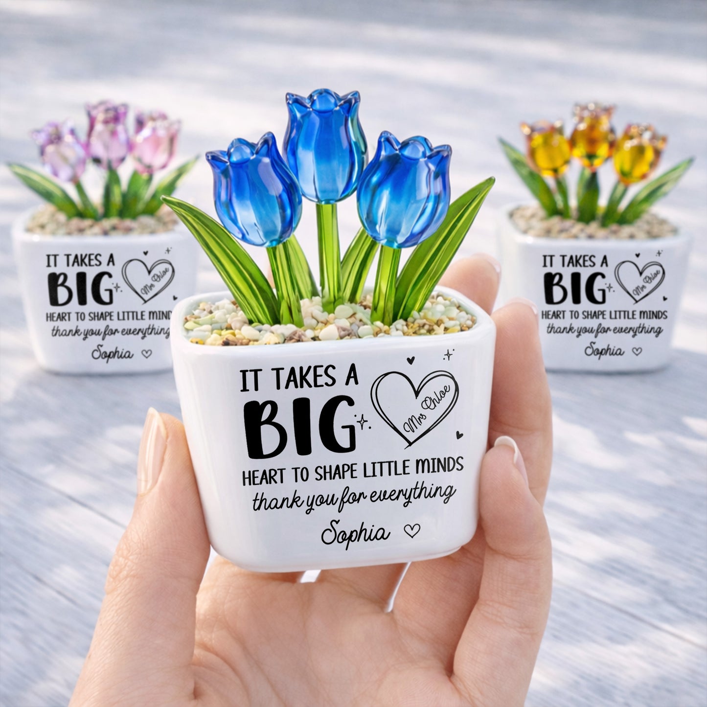 It Takes A Big Heart To Shape Little Minds Tulip Flowers - Personalized Custom Glass Everlasting Tulips - TEACH162_GLATU
