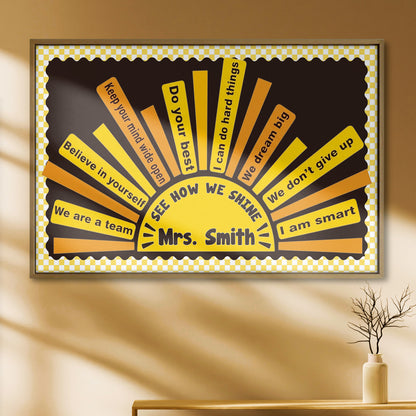 See How We Shine Motivational Classroom Sun Rays And Affirmations - Personalized Custom Horizontal Poster - TEACH167_HPOS