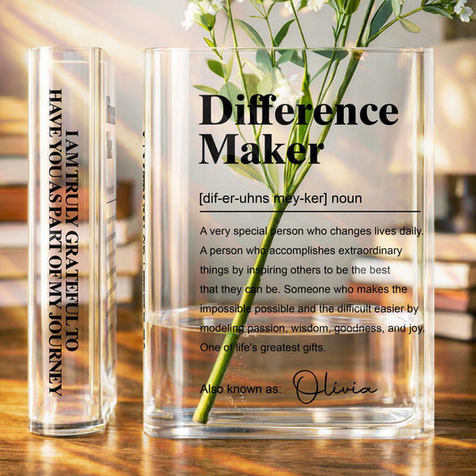 Difference Maker Definition Appreciation Gift Minimalist Design - Personalized Acrylic Book Vase - TEACH283_ABOVA