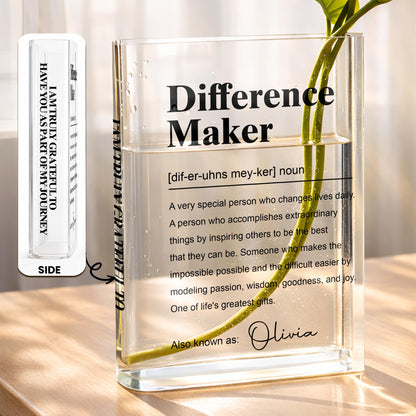 Difference Maker Definition Appreciation Gift Minimalist Design - Personalized Acrylic Book Vase - TEACH283_ABOVA