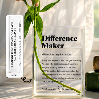 Difference Maker Definition Appreciation Gift Minimalist Design - Personalized Acrylic Book Vase - TEACH283_ABOVA