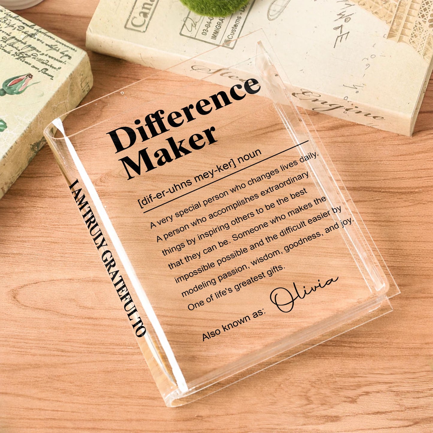 Difference Maker Definition Appreciation Gift Minimalist Design - Personalized Acrylic Book Vase - TEACH283_ABOVA