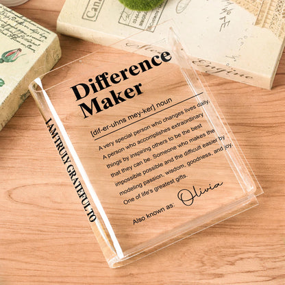 Difference Maker Definition Appreciation Gift Minimalist Design - Personalized Acrylic Book Vase - TEACH283_ABOVA
