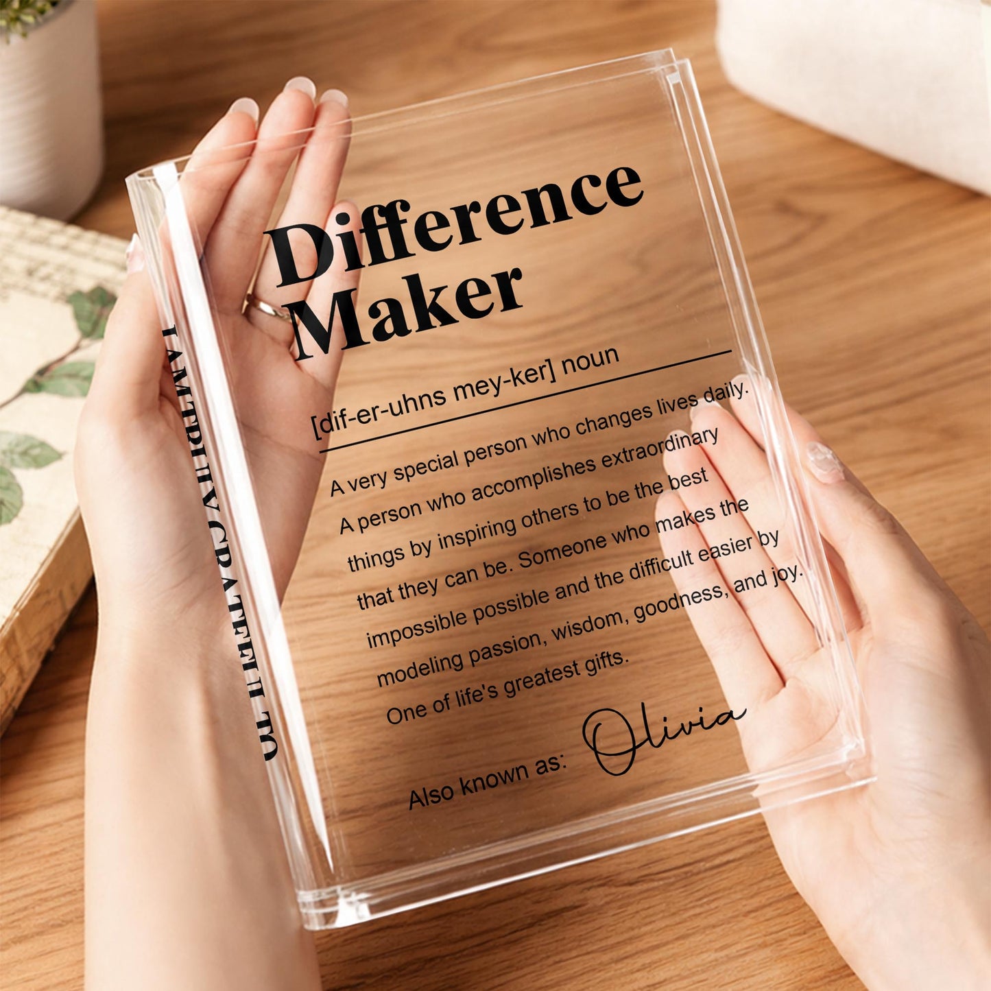 Difference Maker Definition Appreciation Gift Minimalist Design - Personalized Acrylic Book Vase - TEACH283_ABOVA