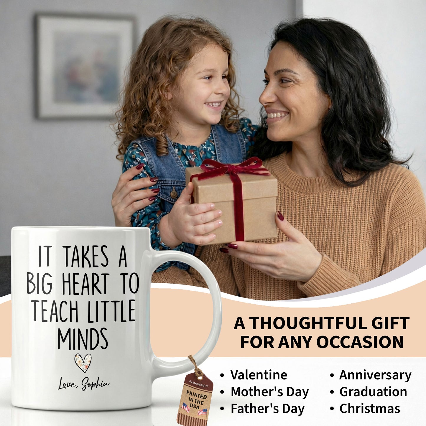 Dedicated Teacher With Favorite Drink And Book Custom Art - Personalized Custom Coffee Mug - TEACH369_MG