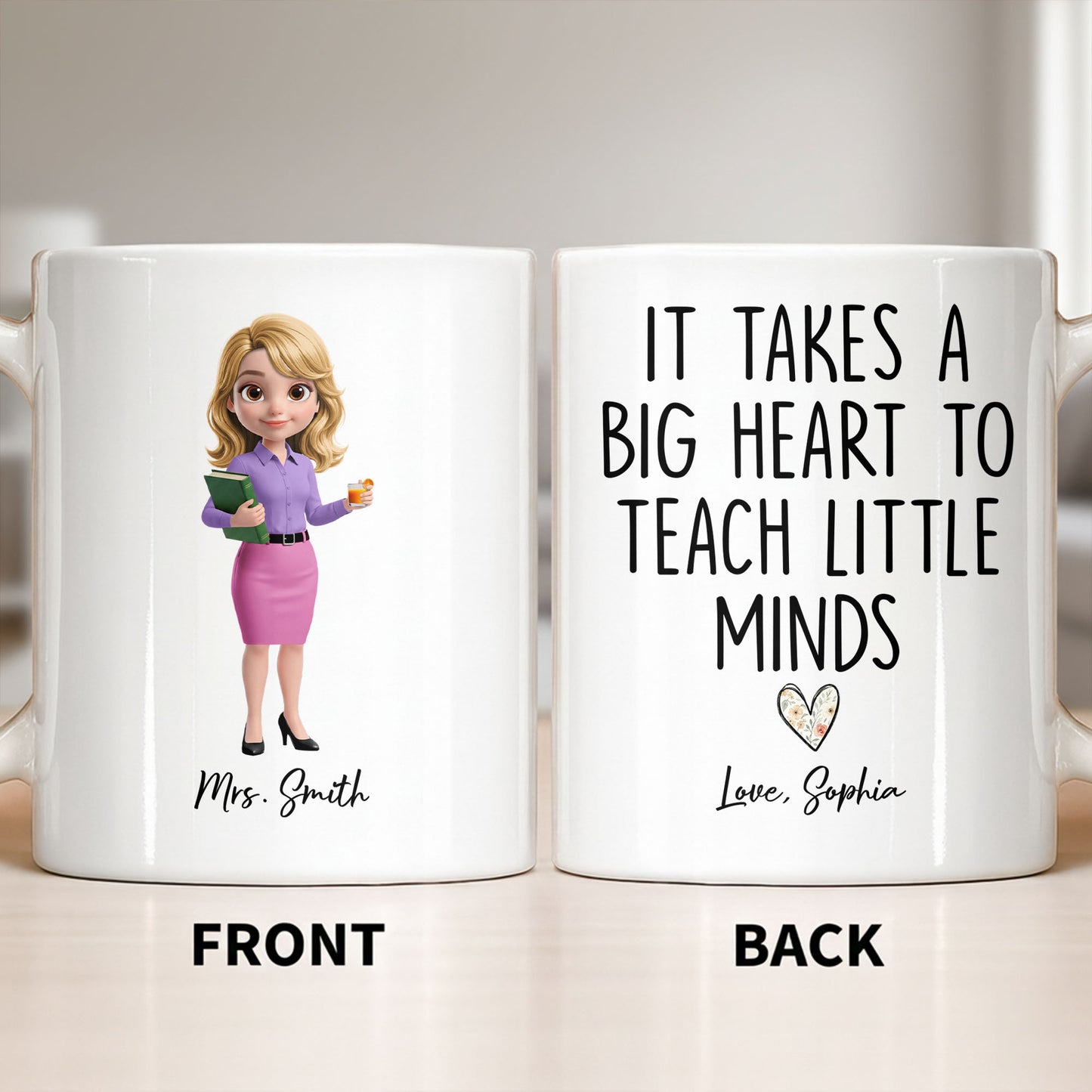 Dedicated Teacher With Favorite Drink And Book Custom Art - Personalized Custom Coffee Mug - TEACH369_MG