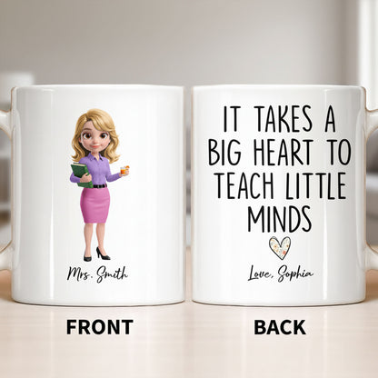 Dedicated Teacher With Favorite Drink And Book Custom Art - Personalized Custom Coffee Mug - TEACH369_MG