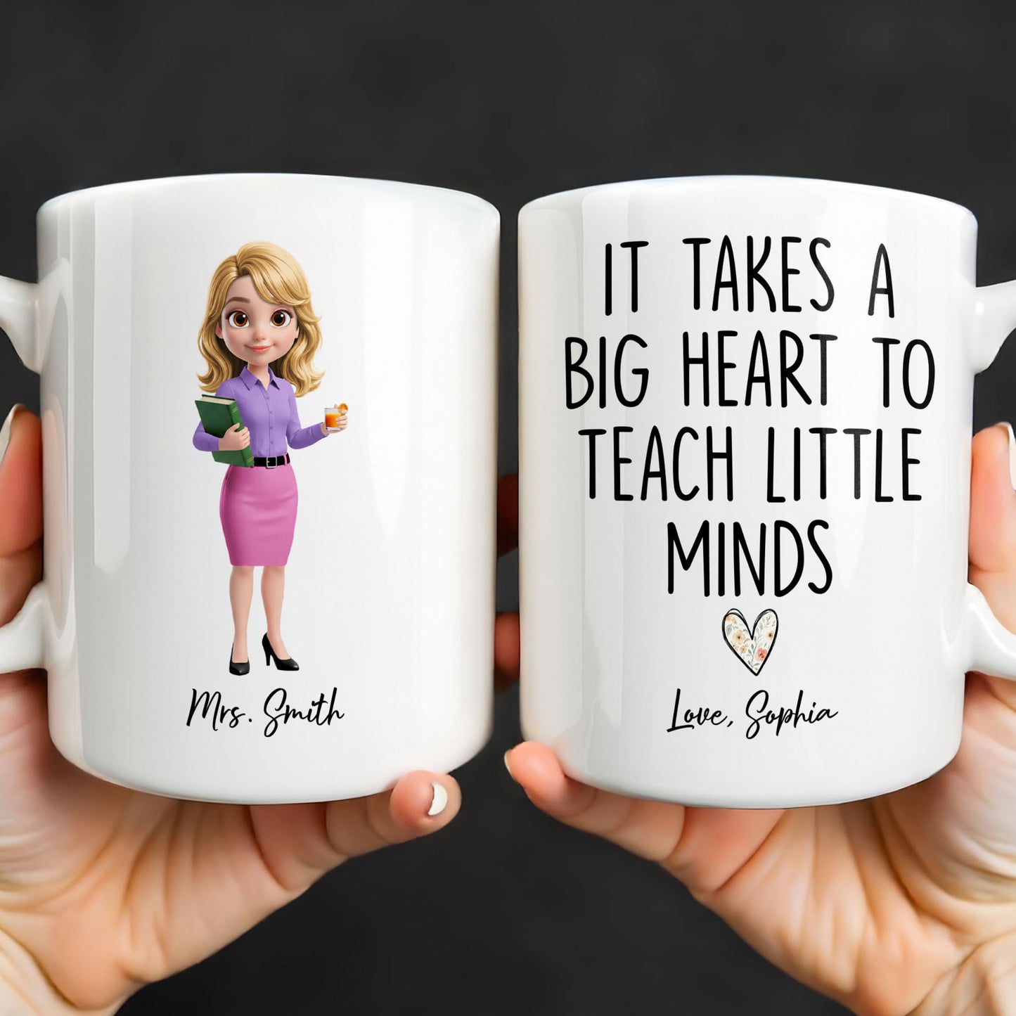 Dedicated Teacher With Favorite Drink And Book Custom Art - Personalized Custom Coffee Mug - TEACH369_MG