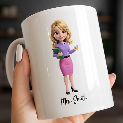 Dedicated Teacher With Favorite Drink And Book Custom Art - Personalized Custom Coffee Mug - TEACH369_MG