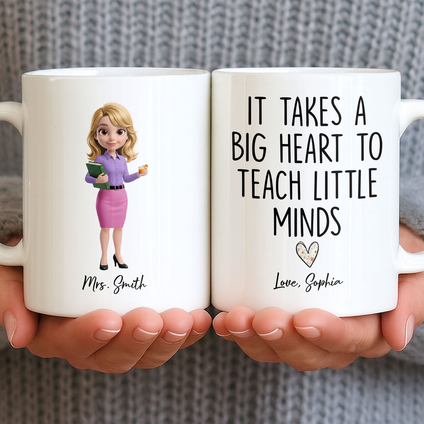 Dedicated Teacher With Favorite Drink And Book Custom Art - Personalized Custom Coffee Mug - TEACH369_MG