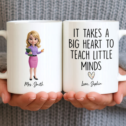 Dedicated Teacher With Favorite Drink And Book Custom Art - Personalized Custom Coffee Mug - TEACH369_MG